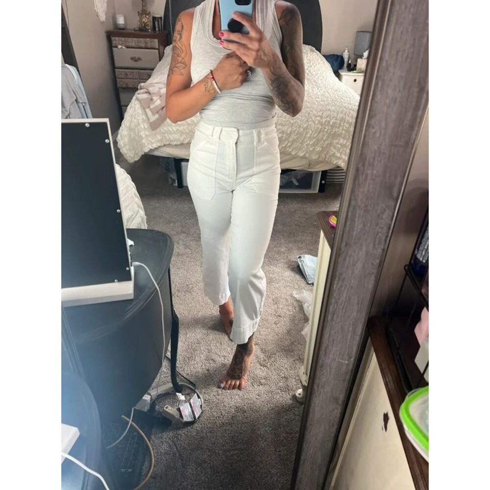 Bagatelle white stretch cropped wide leg pants 6